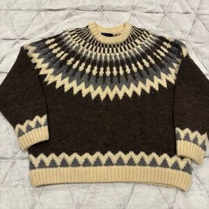 Paul James England Men's Sweater 100% Pure Wool Sweater Size Medium Earth Tone